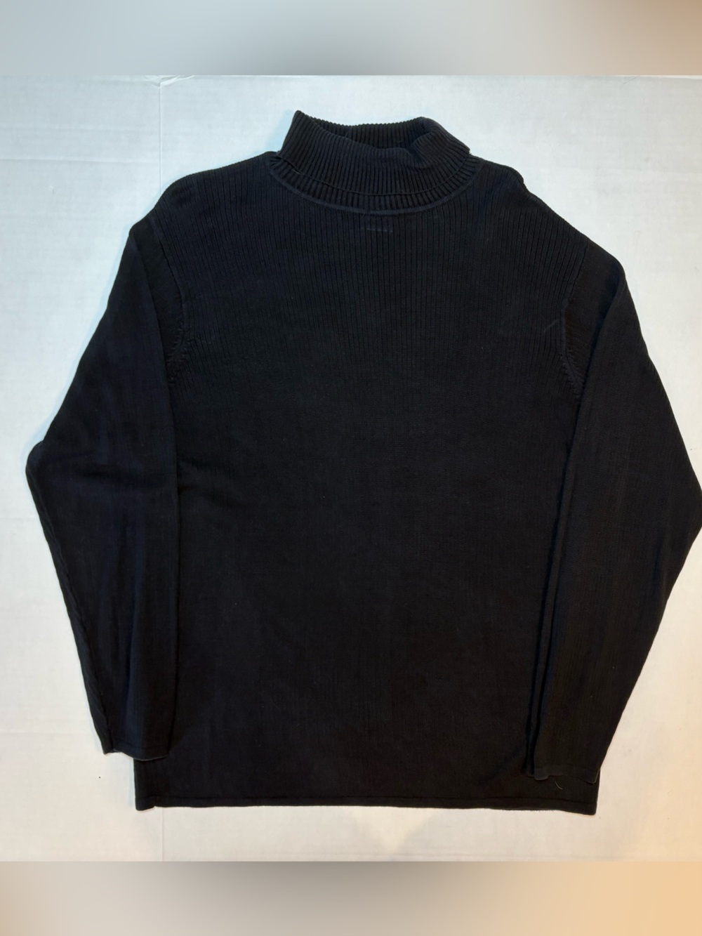 Silhoutte VTG black 100% silk ribbed turtleneck size 1X